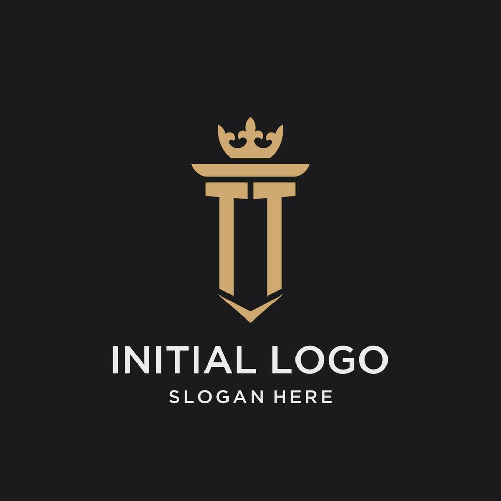 TT monogram with medieval style, luxury and elegant initial logo design vector