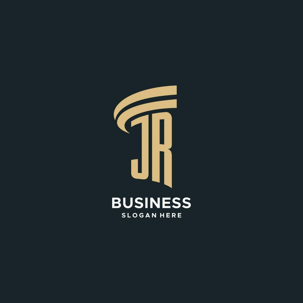 JR monogram with pillar icon design, luxury and modern legal logo design ideas vector