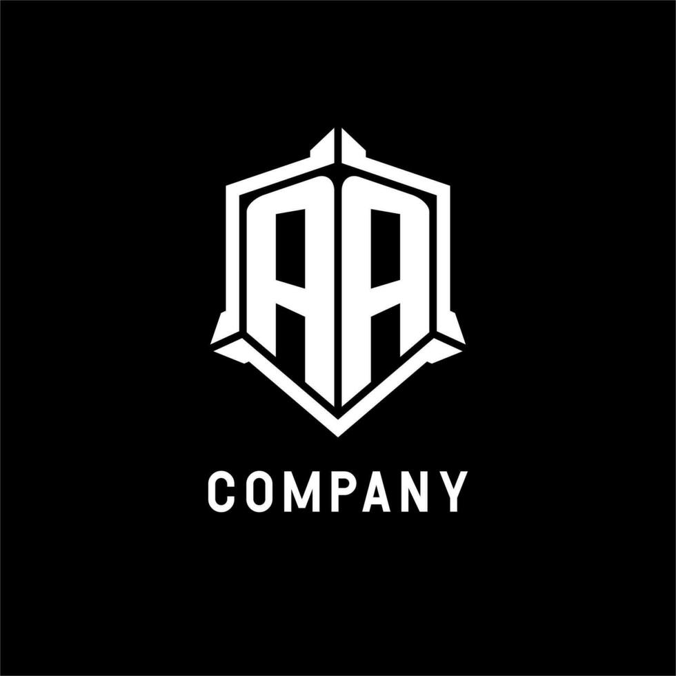 AA logo initial with shield shape design style vector