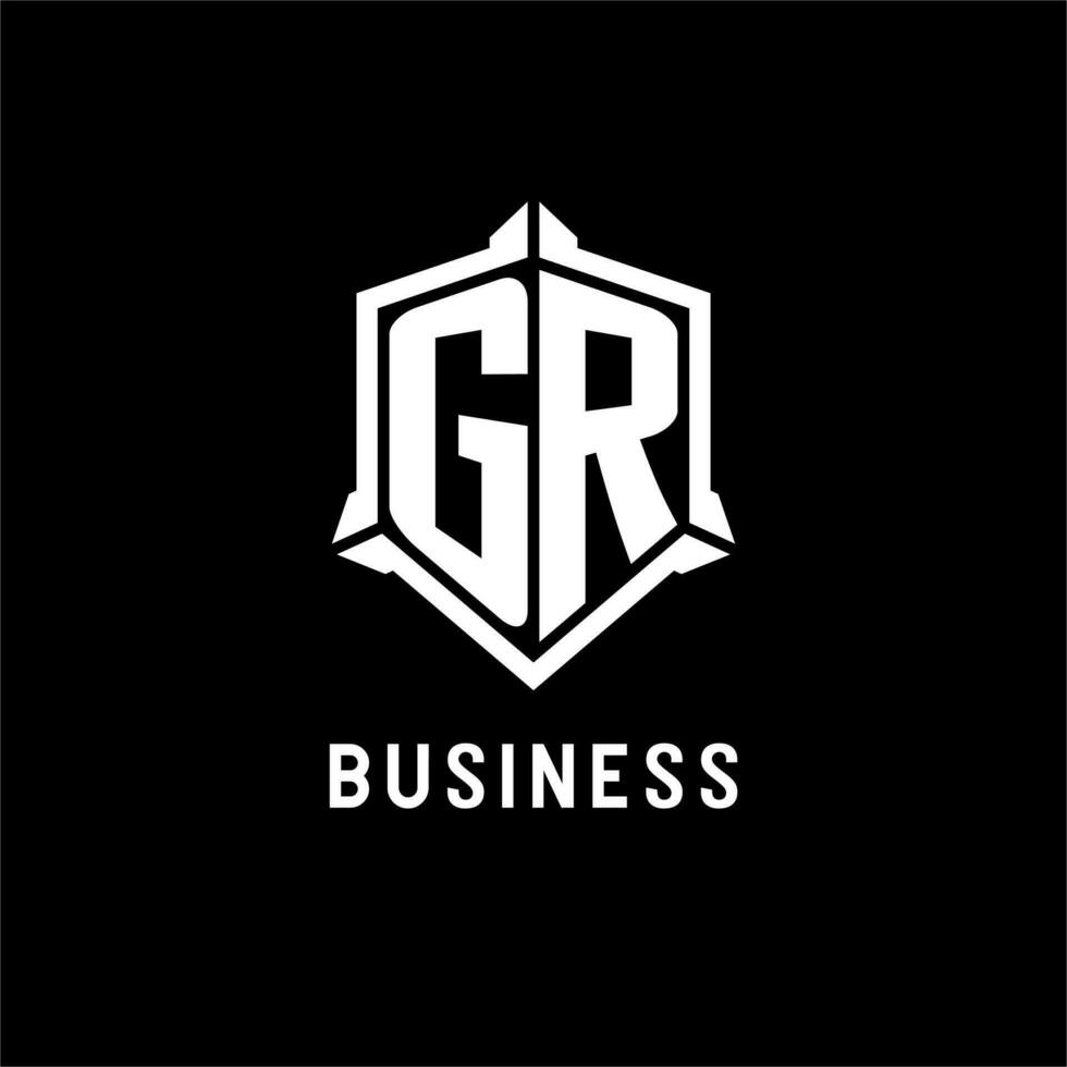 GR logo initial with shield shape design style vector