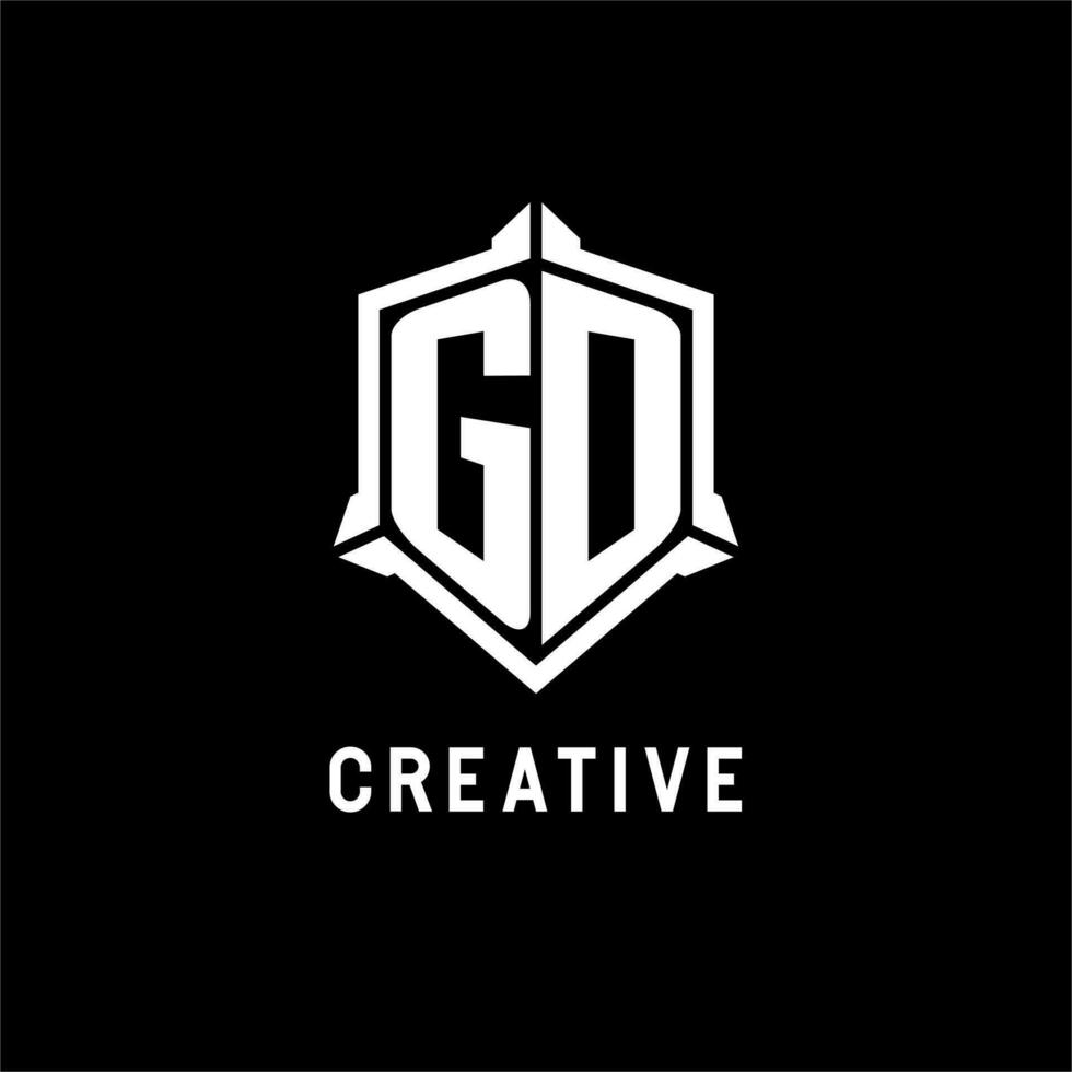 GD logo initial with shield shape design style vector