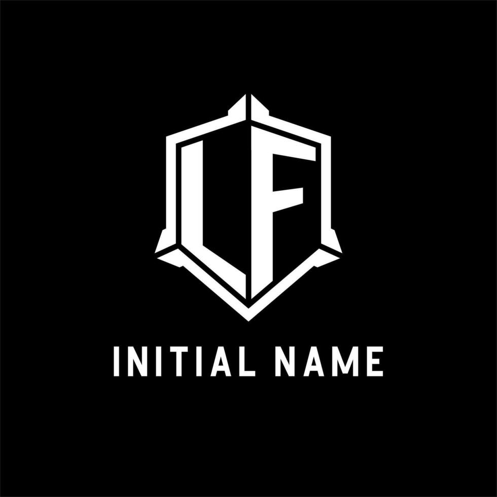 LF logo initial with shield shape design style vector