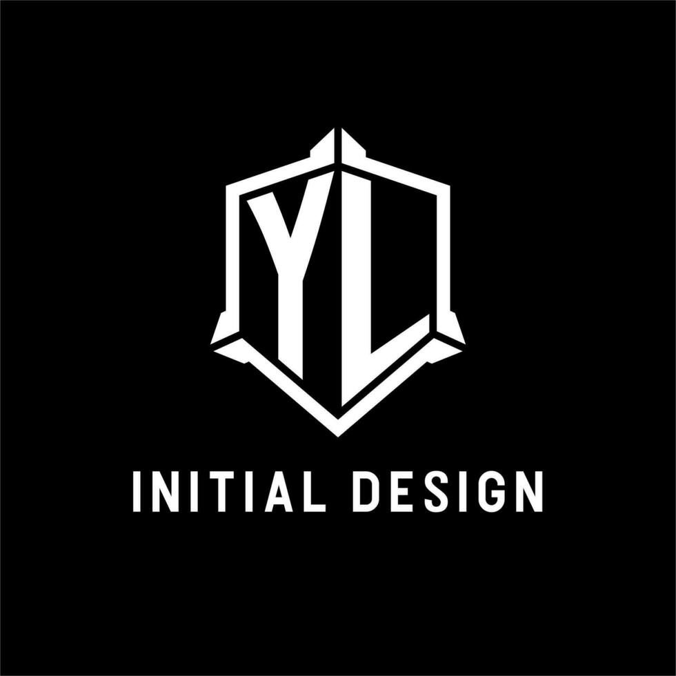 YL logo initial with shield shape design style vector