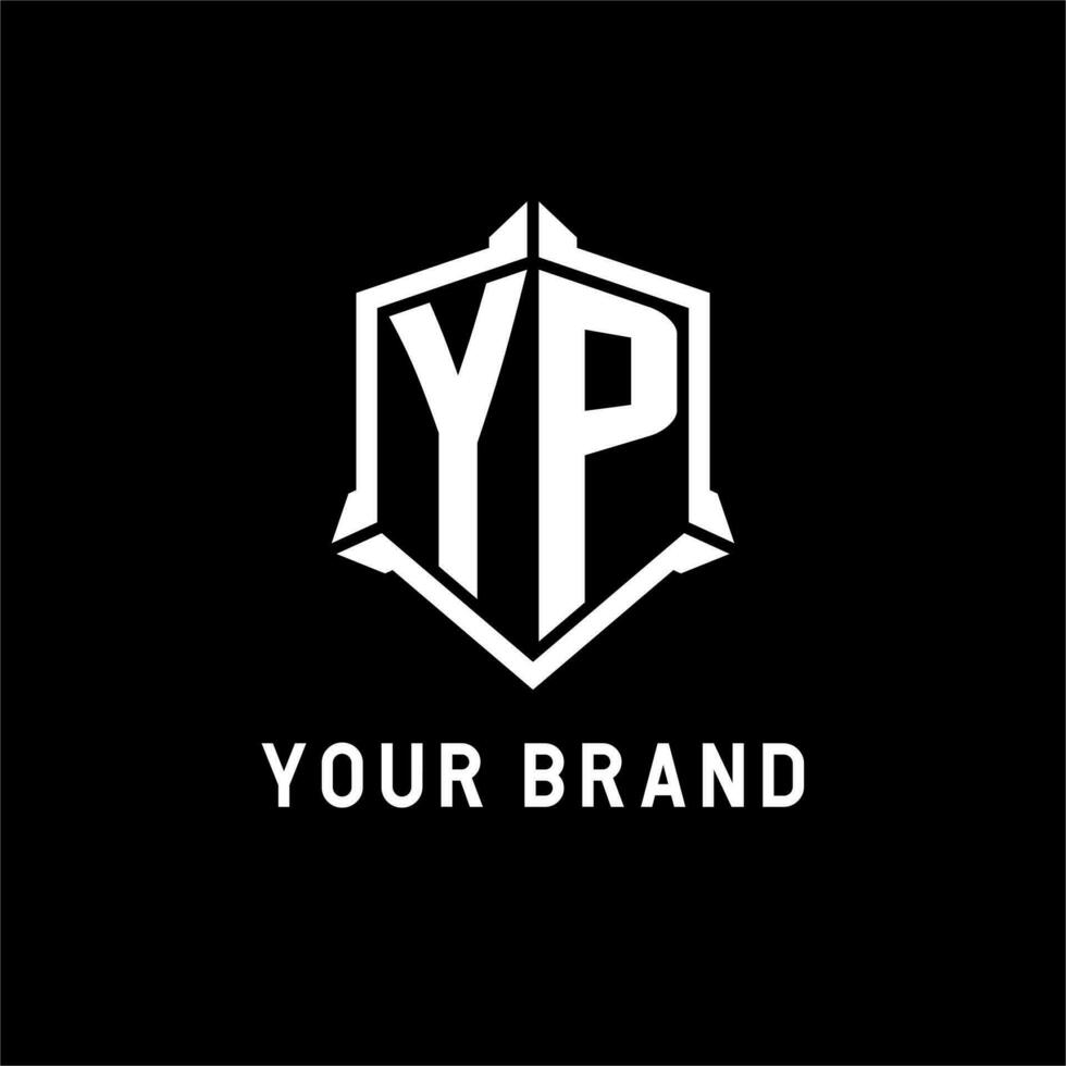 YP logo initial with shield shape design style vector