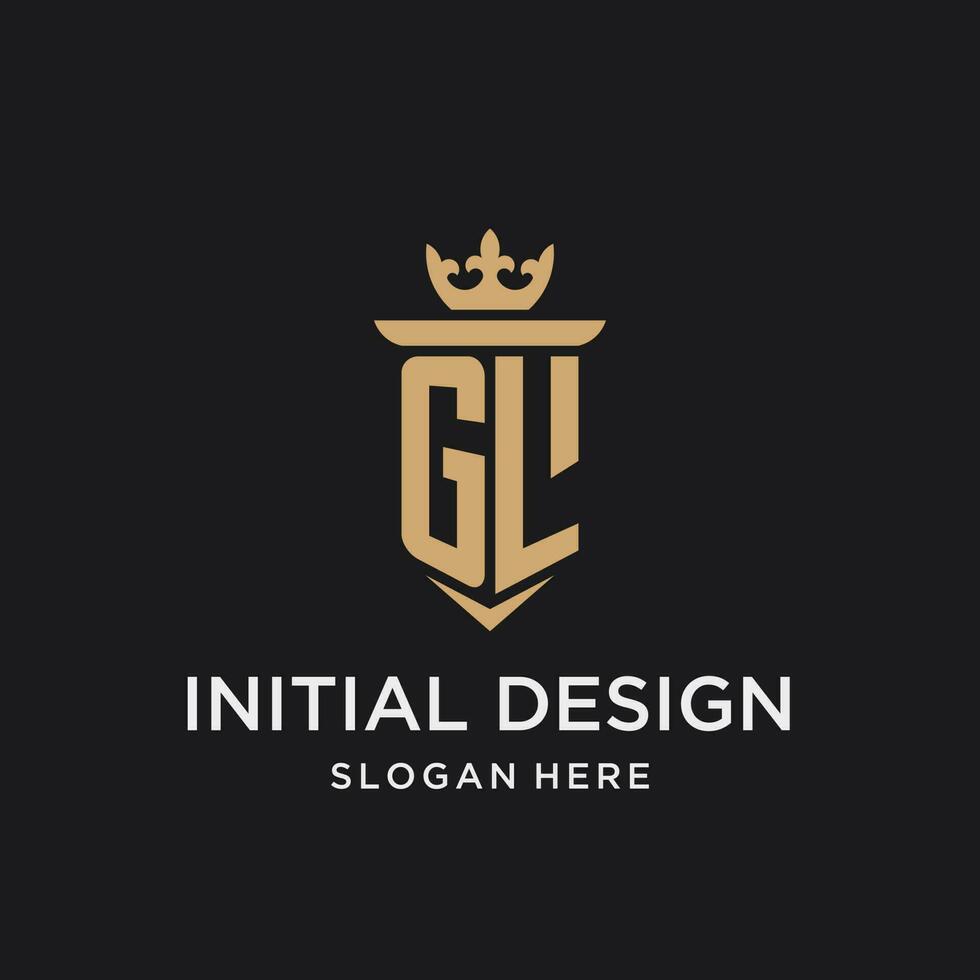 GL monogram with medieval style, luxury and elegant initial logo design vector