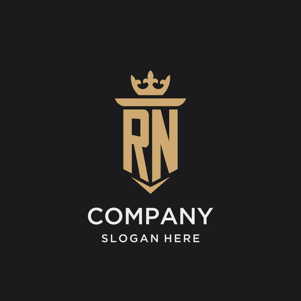 RN monogram with medieval style, luxury and elegant initial logo design vector