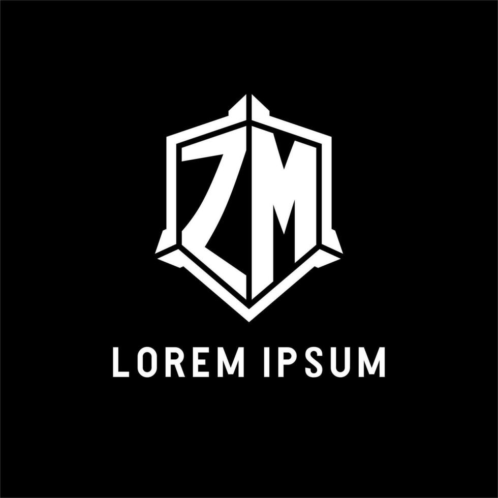 ZM logo initial with shield shape design style vector
