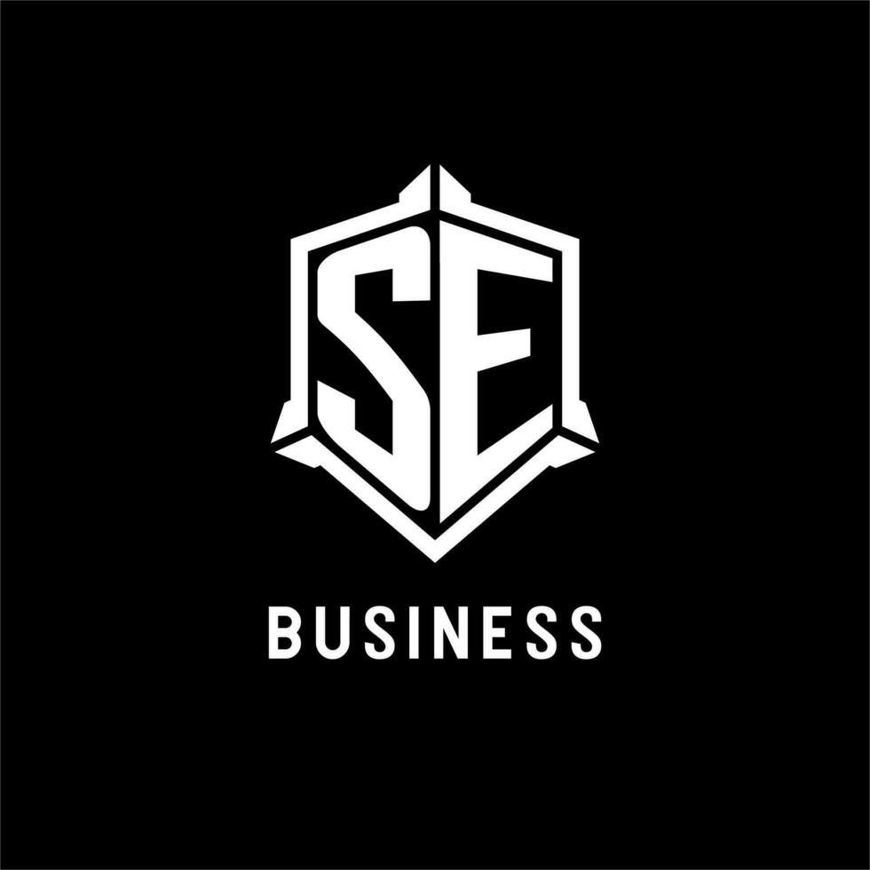 SE logo initial with shield shape design style vector