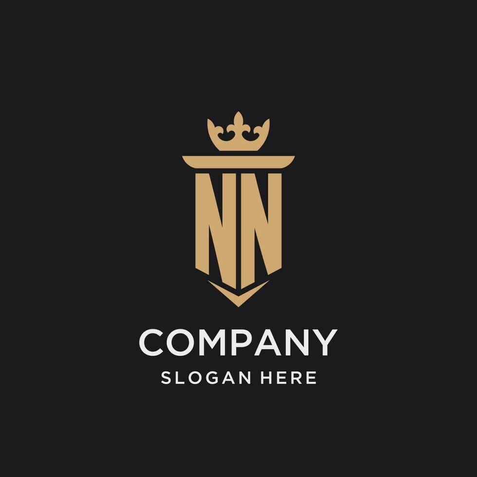 NN monogram with medieval style, luxury and elegant initial logo design vector