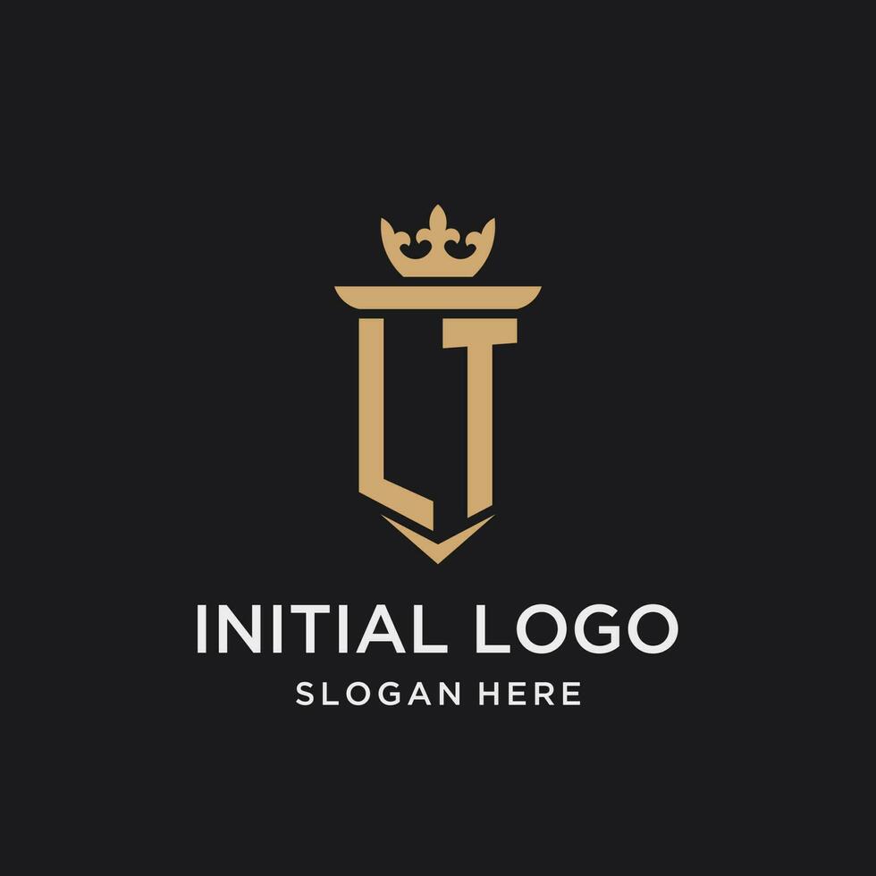 LT monogram with medieval style, luxury and elegant initial logo design vector