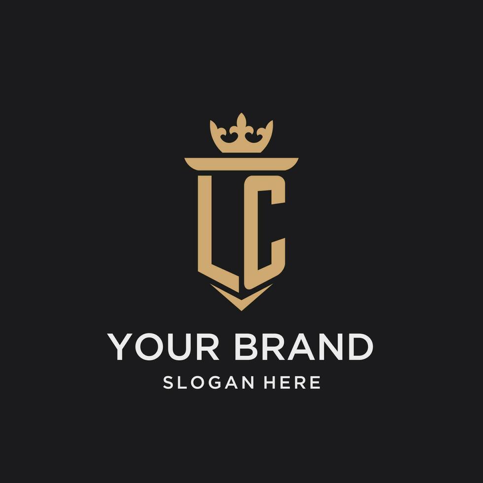 LC monogram with medieval style, luxury and elegant initial logo design vector