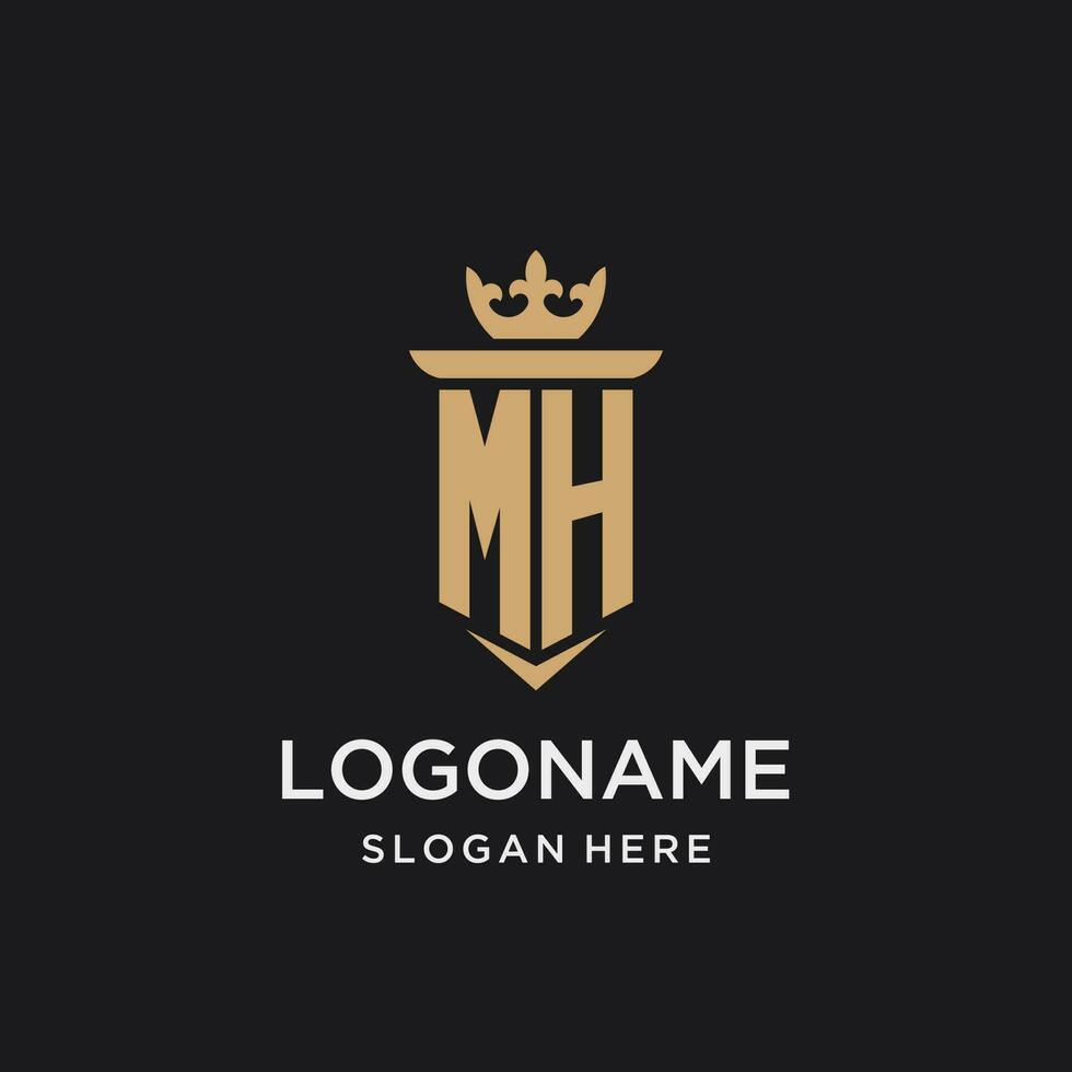 MH monogram with medieval style, luxury and elegant initial logo design vector