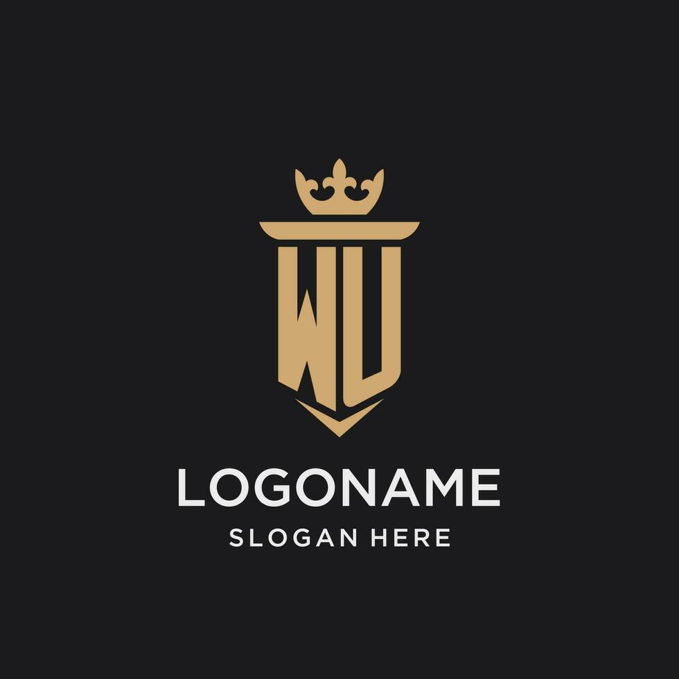 WU monogram with medieval style, luxury and elegant initial logo design vector
