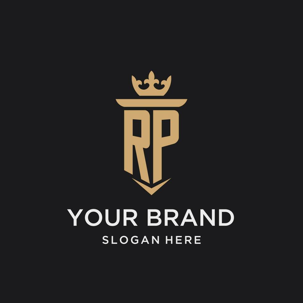 RP monogram with medieval style, luxury and elegant initial logo design vector