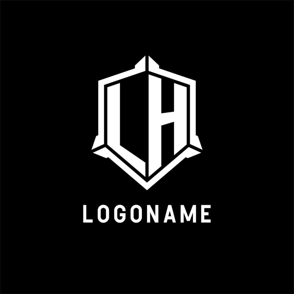 LH logo initial with shield shape design style vector