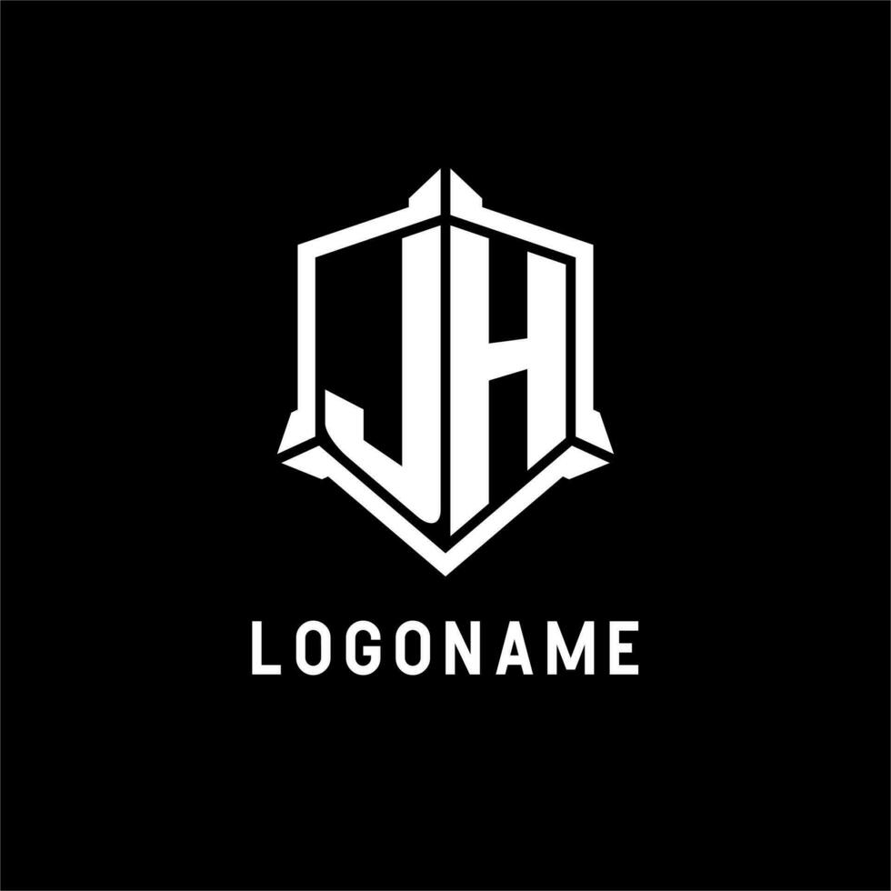 JH logo initial with shield shape design style vector