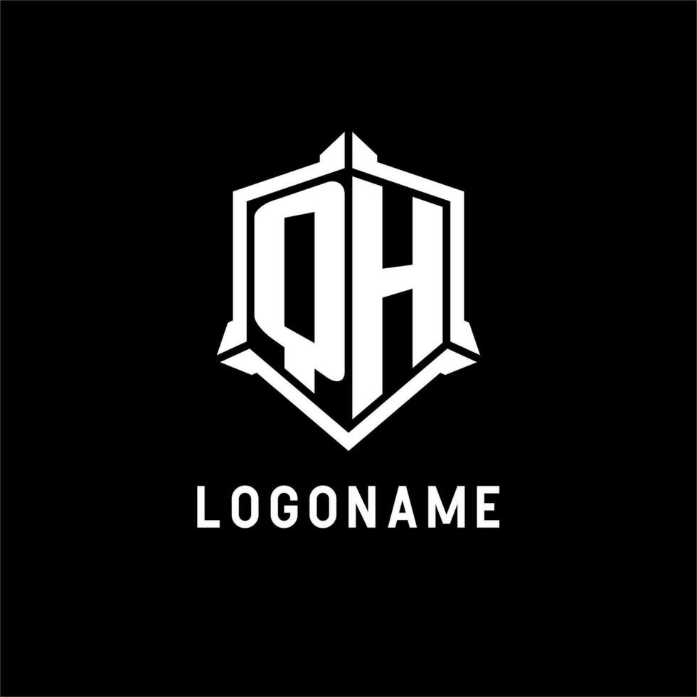 QH logo initial with shield shape design style vector