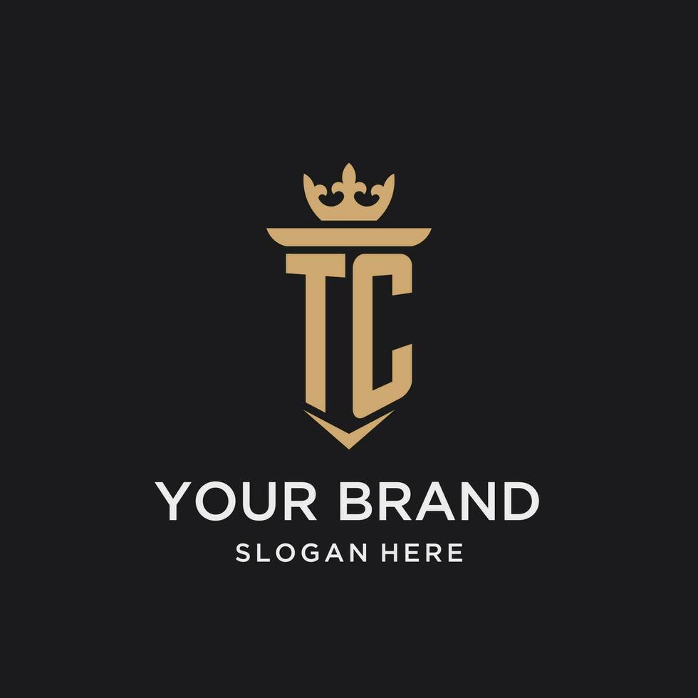 TC monogram with medieval style, luxury and elegant initial logo design vector