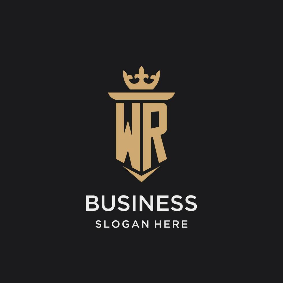 WR monogram with medieval style, luxury and elegant initial logo design vector