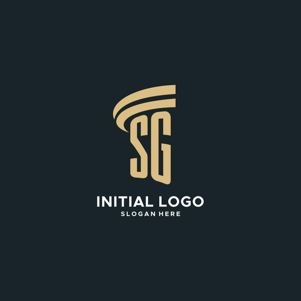 SG monogram with pillar icon design, luxury and modern legal logo design ideas vector