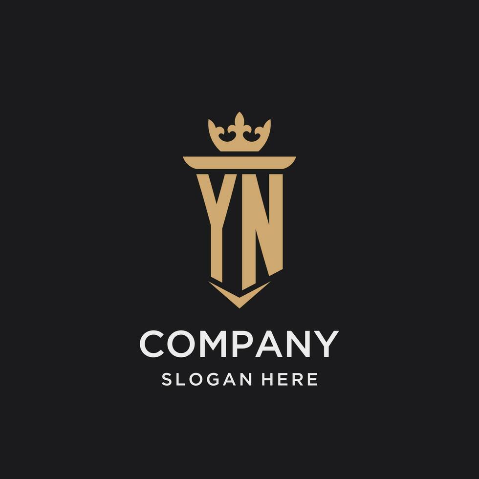YN monogram with medieval style, luxury and elegant initial logo design vector