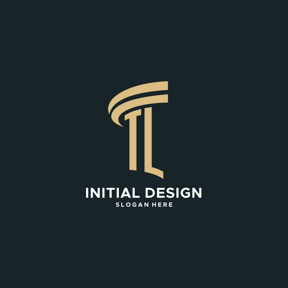 TL monogram with pillar icon design, luxury and modern legal logo design ideas vector