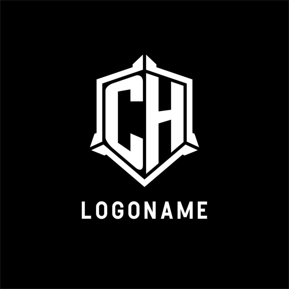 CH logo initial with shield shape design style vector