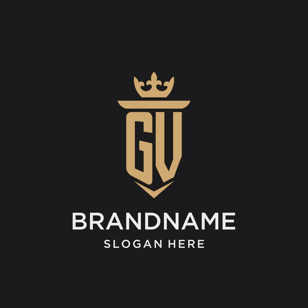 GV monogram with medieval style, luxury and elegant initial logo design vector