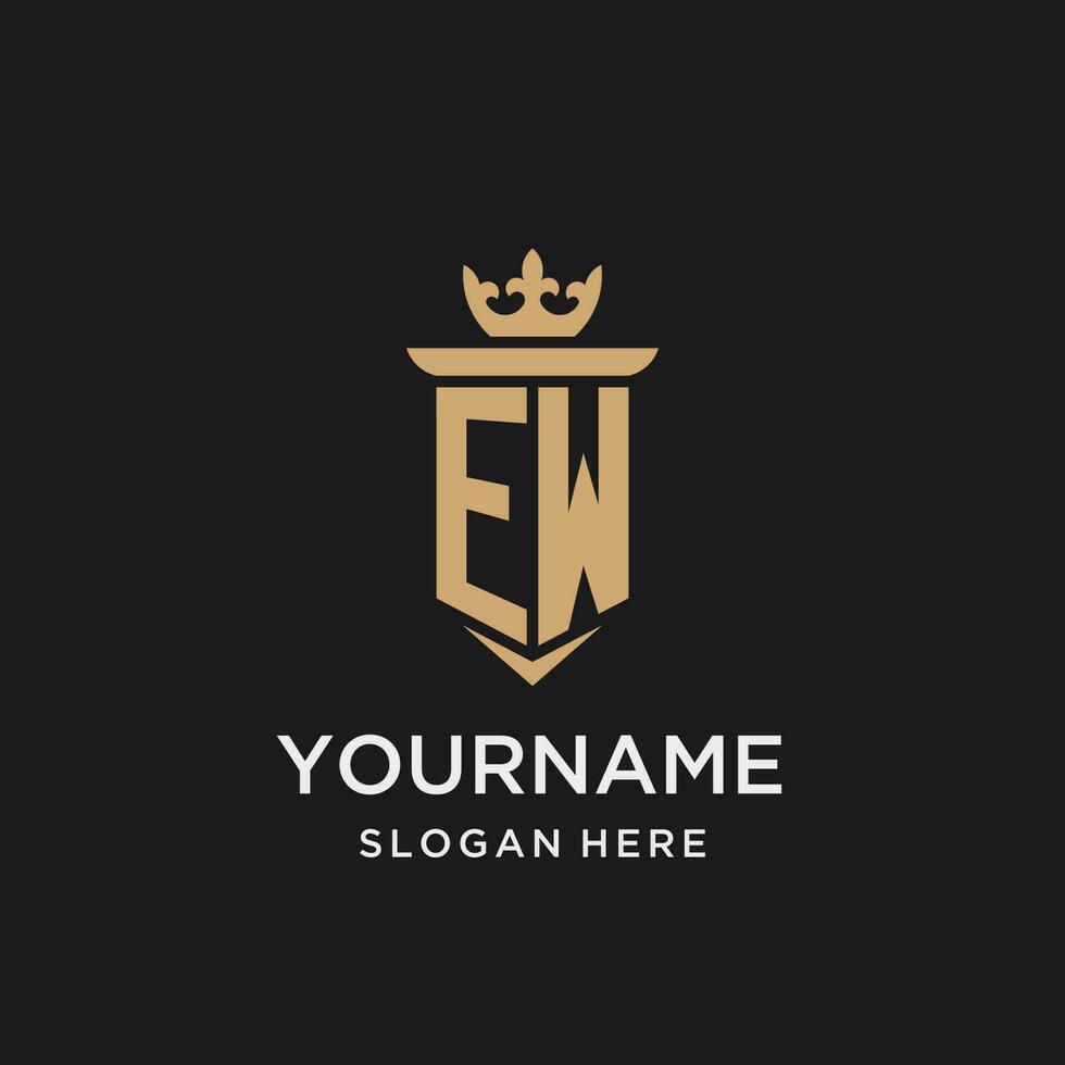 EW monogram with medieval style, luxury and elegant initial logo design vector