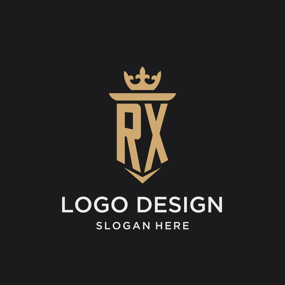 RX monogram with medieval style, luxury and elegant initial logo design vector