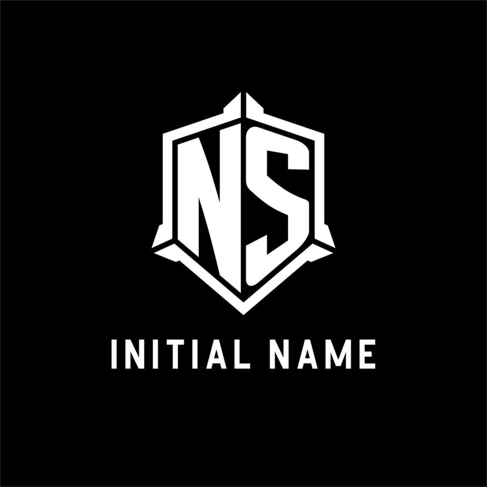 NS logo initial with shield shape design style vector