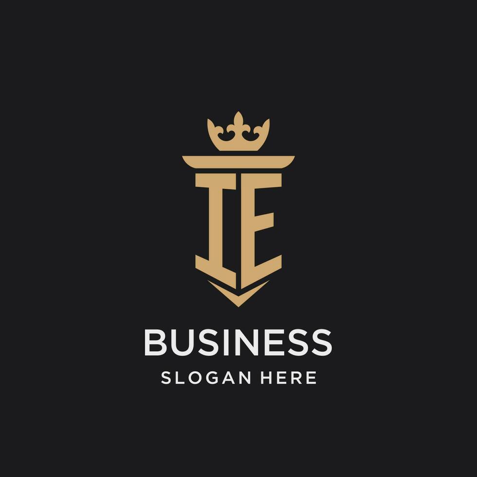 IE monogram with medieval style, luxury and elegant initial logo design vector
