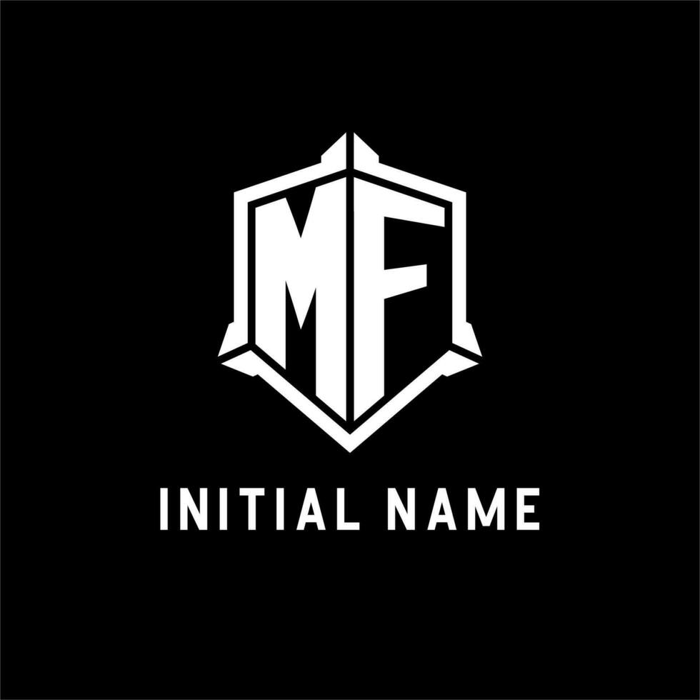 MF logo initial with shield shape design style vector