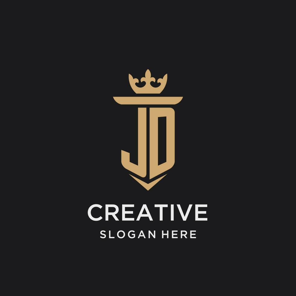 JD monogram with medieval style, luxury and elegant initial logo design vector