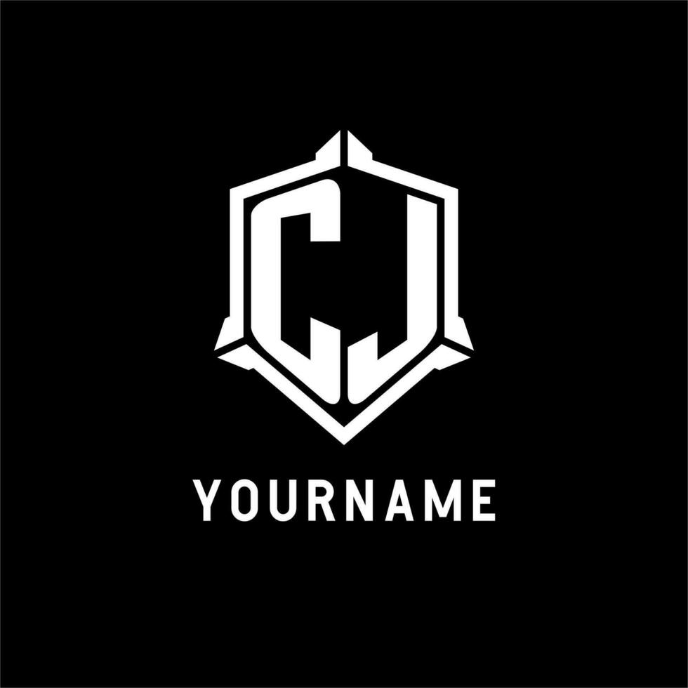 CJ logo initial with shield shape design style vector