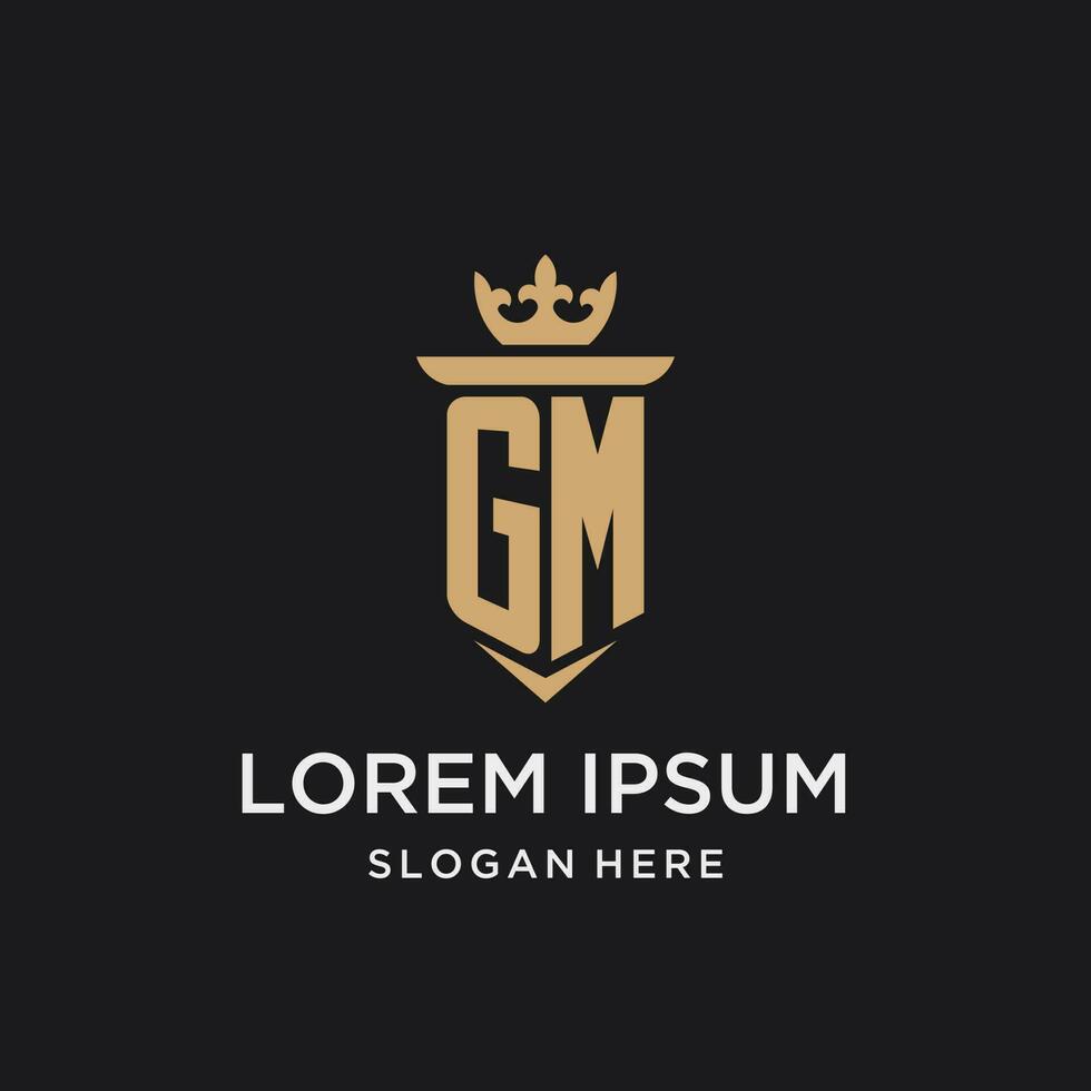 GM monogram with medieval style, luxury and elegant initial logo design vector
