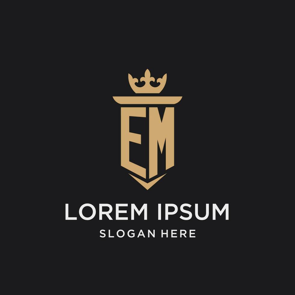 EM monogram with medieval style, luxury and elegant initial logo design vector