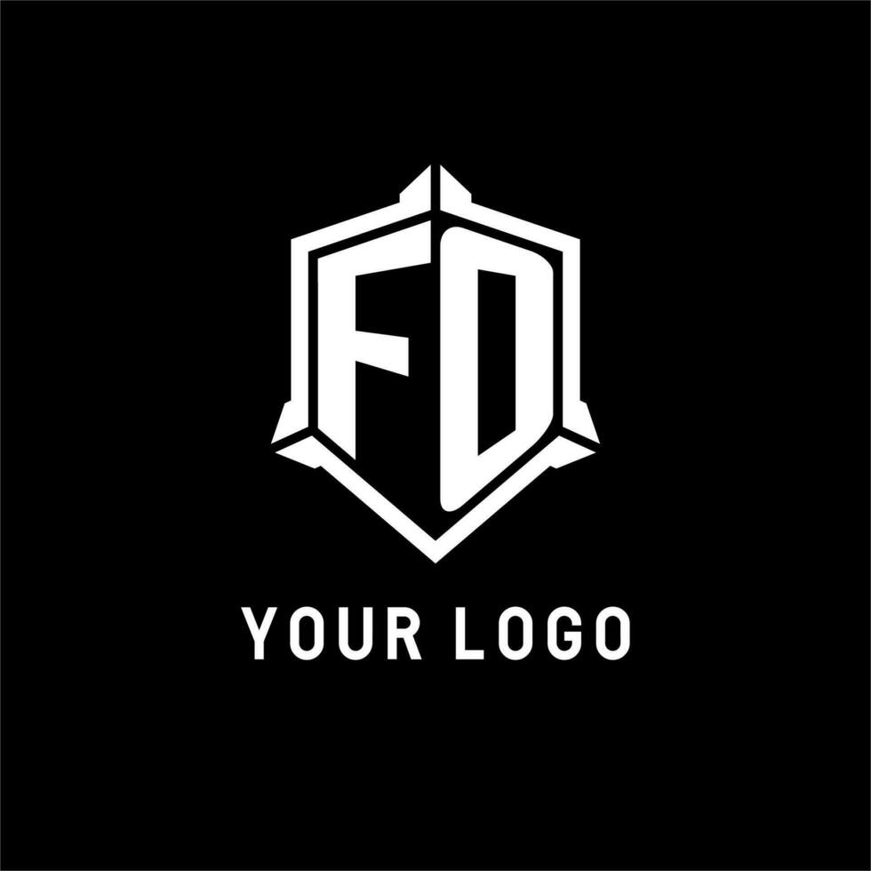 FO logo initial with shield shape design style vector