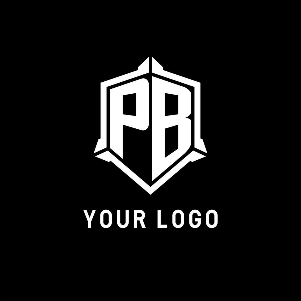 pb logo inicial con proteger forma diseño estilo vector