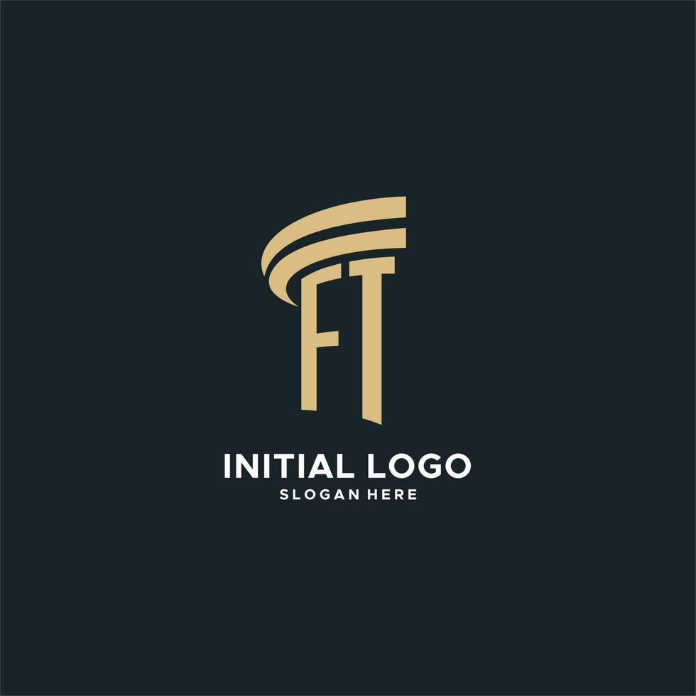 FT monogram with pillar icon design, luxury and modern legal logo design ideas vector