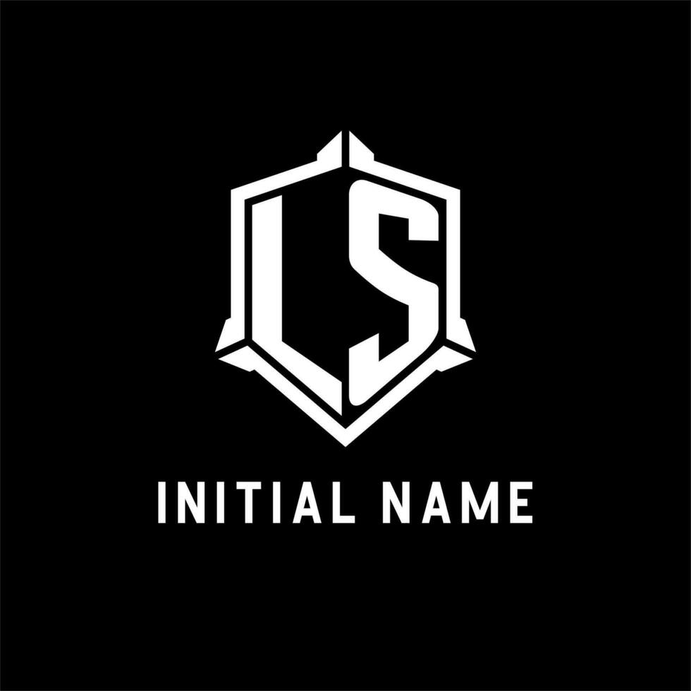 ls logo inicial con proteger forma diseño estilo vector