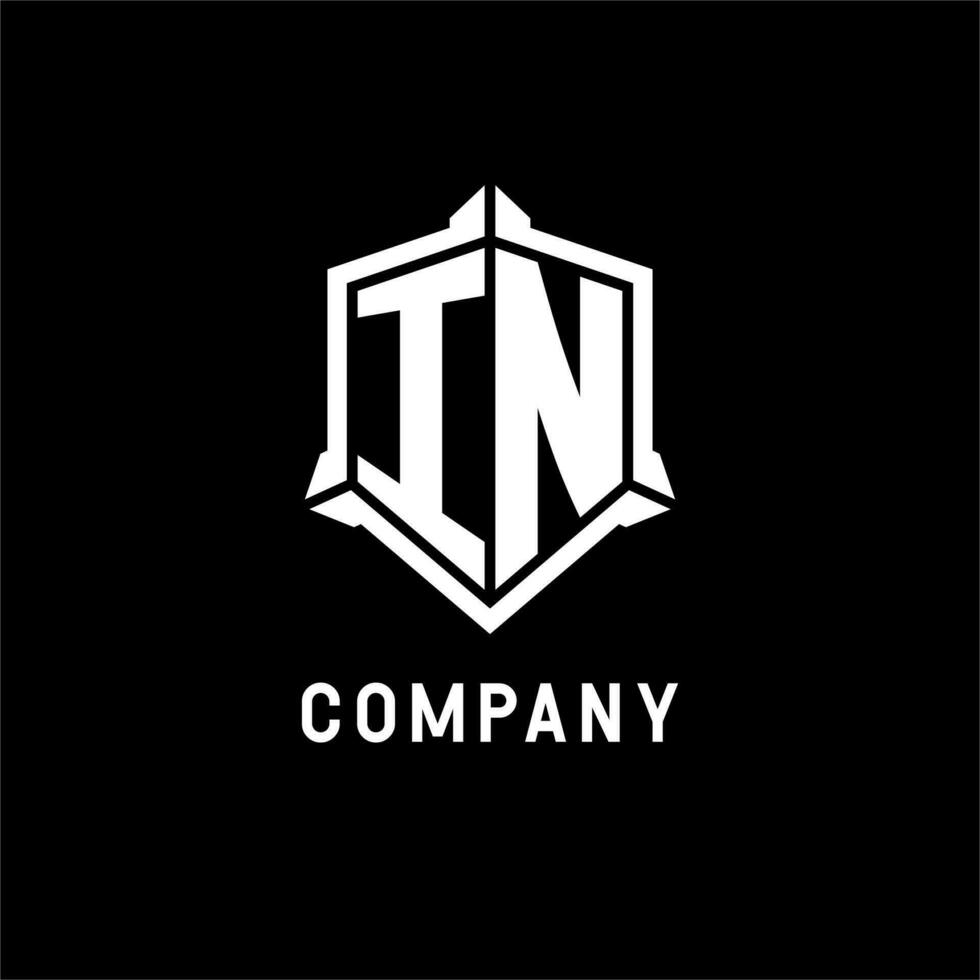 IN logo initial with shield shape design style vector