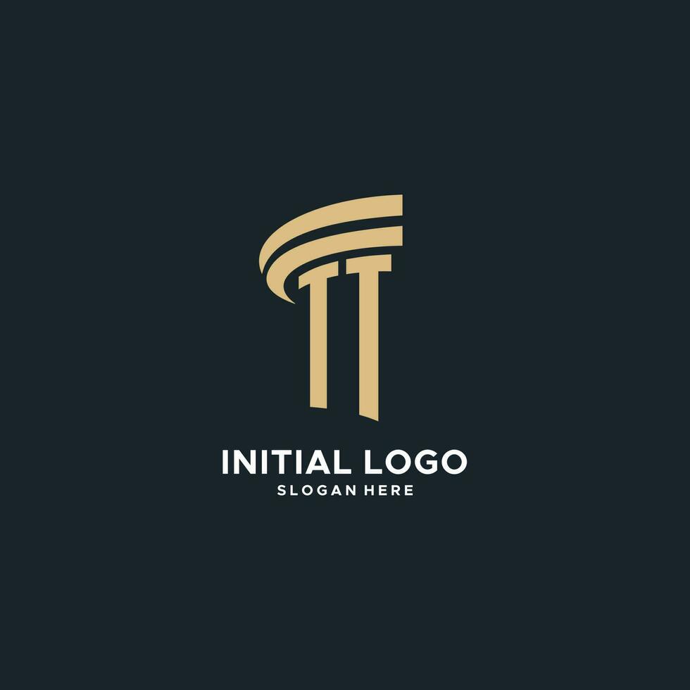 TT monogram with pillar icon design, luxury and modern legal logo design ideas vector