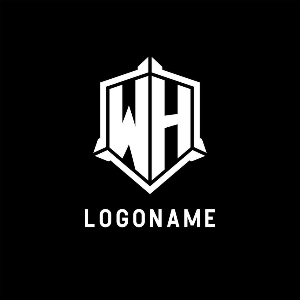 wh logo inicial con proteger forma diseño estilo vector