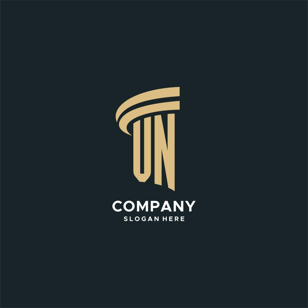 VN monogram with pillar icon design, luxury and modern legal logo design ideas vector