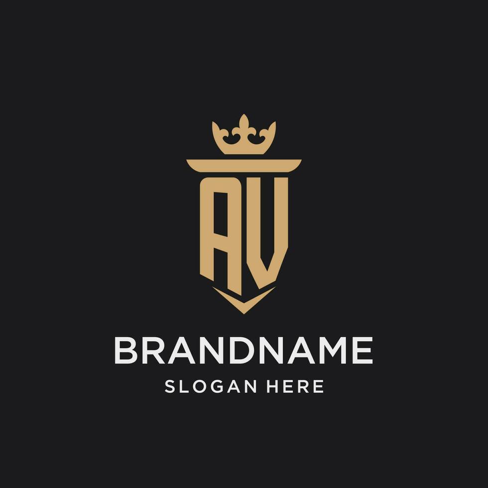 AV monograma con medieval estilo, lujo y elegante inicial logo diseño vector