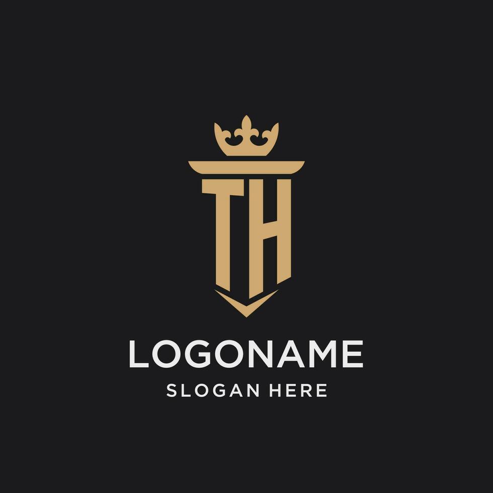 th monograma con medieval estilo, lujo y elegante inicial logo diseño vector