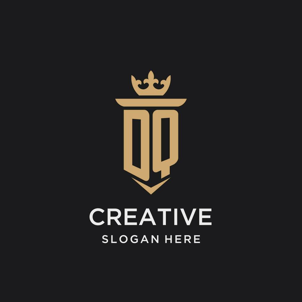 DQ monogram with medieval style, luxury and elegant initial logo design vector