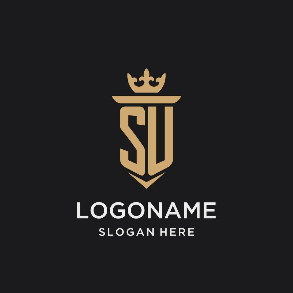 SU monogram with medieval style, luxury and elegant initial logo design vector