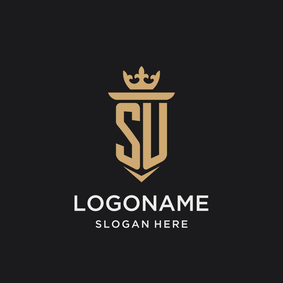 SU monogram with medieval style, luxury and elegant initial logo design vector